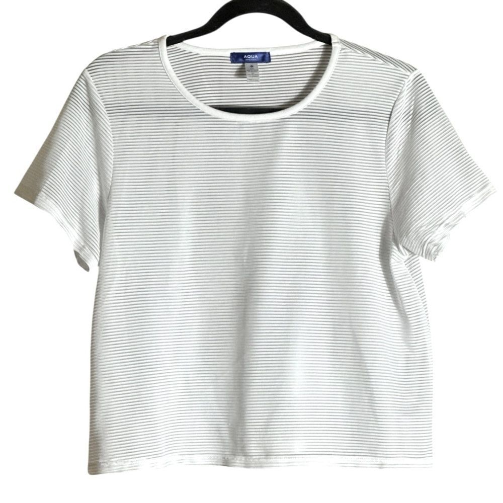 Aqua Athletic White Striped‎ Crop Top Size XS 📦